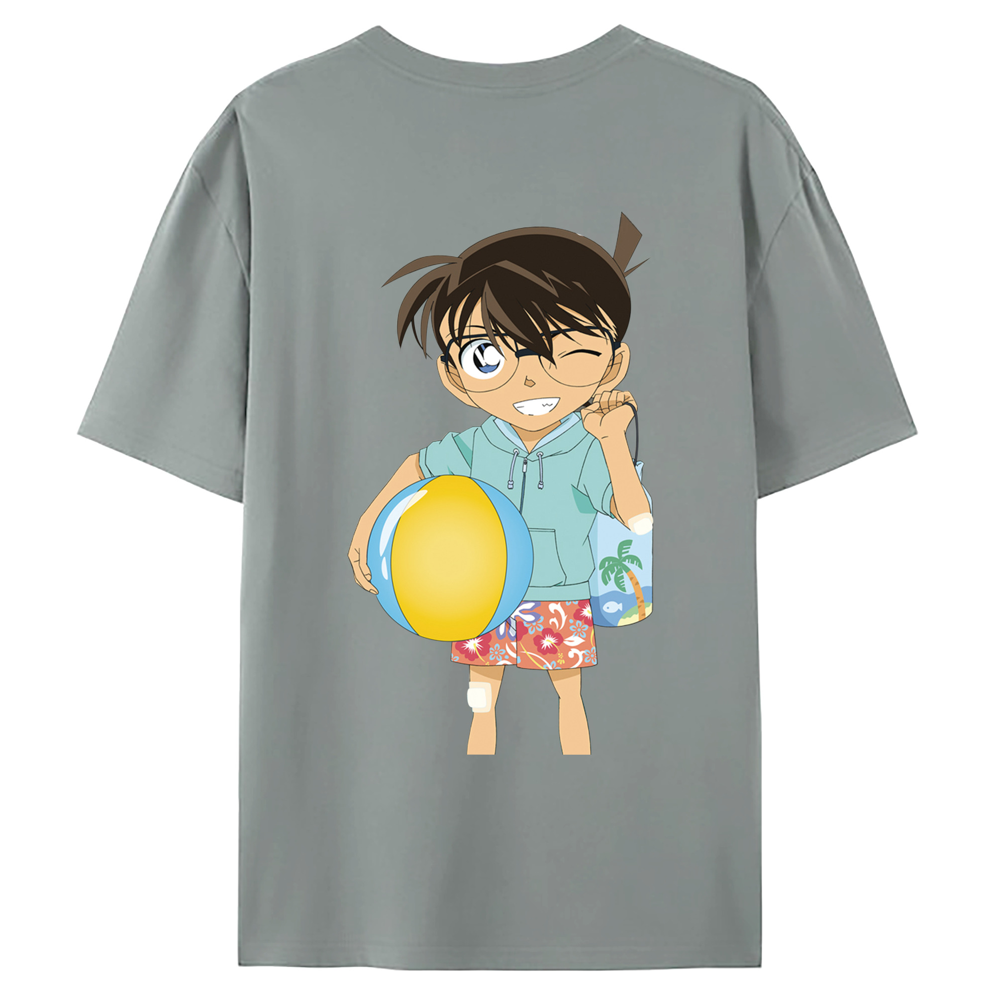 （画像用） 名探偵コナン 江戸川 コナン Detective Conan Conan Edogawa 綿100％ メンズ半袖Tシャツ（バックプリント） 通気性